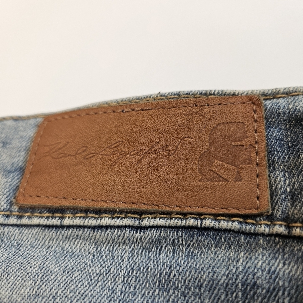 Karl Lagerfeld Paris Contrast Logo Taping Blue Blue Skinny Stretchy Jeans Size 2 - Picture 2 of 8